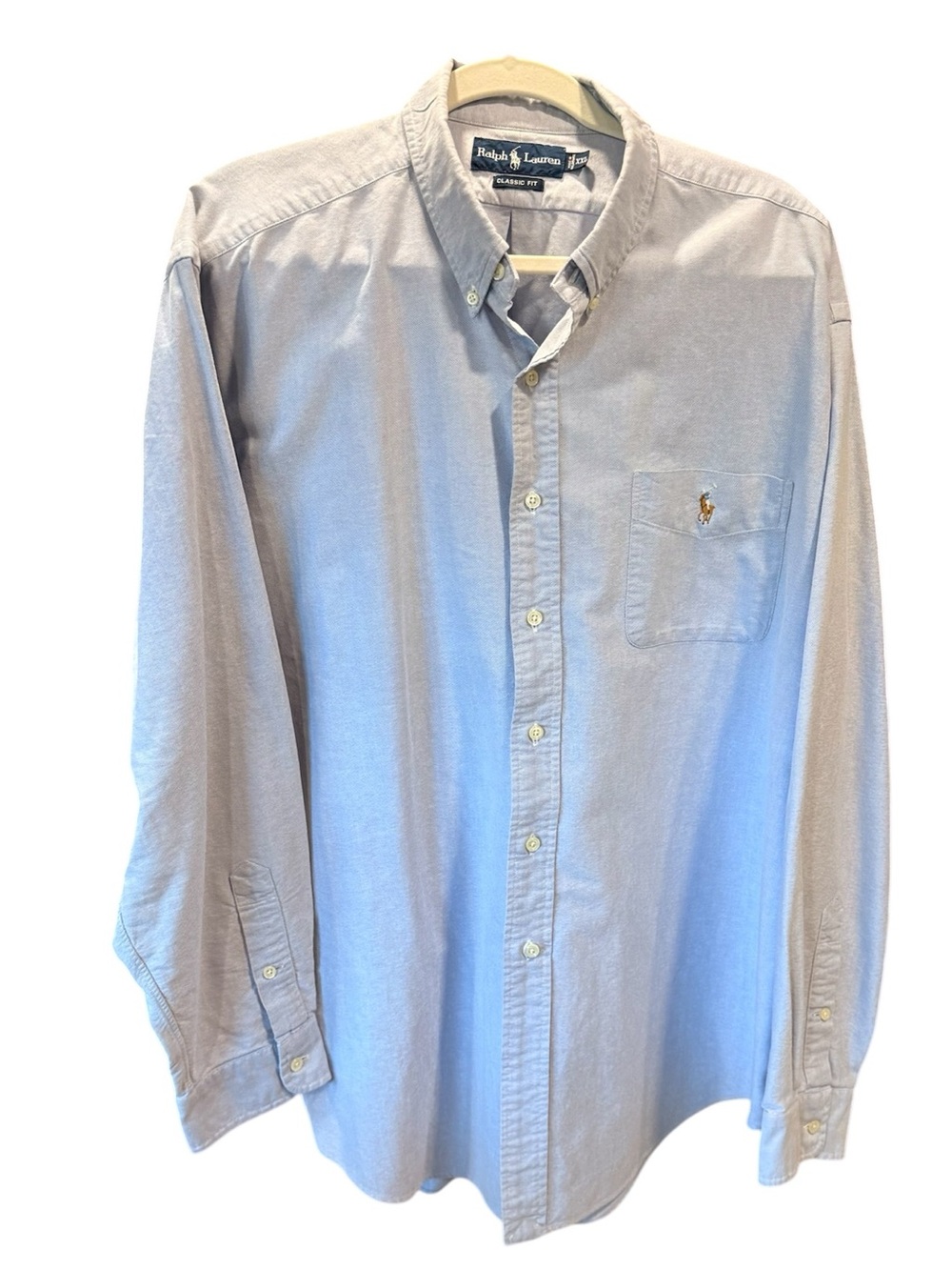 Vintage Ralph Lauren Classic Fit Light Blue Oxford Shirt XXL Polo Pony